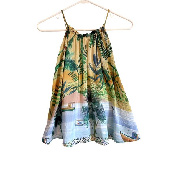 FARM Rio Other - Fabula by FARM Rio Sleeveless Tropical Scarf Dress Silk Blend 4 Girls Resort